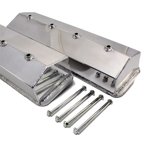 polished fabricated aluminum valve covers|fabricated center bolt valve covers.